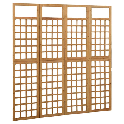 4-Panel Solid Fir Wood Room Divider/Trellis - 161x180 cm