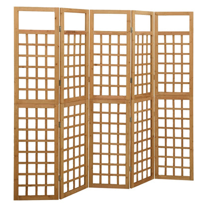 5-Panel Room Divider/Trellis - Solid Fir Wood, 201.5x180 cm