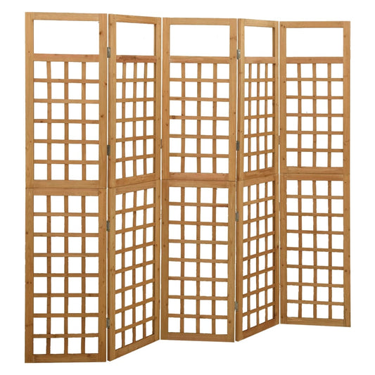 5-Panel Room Divider/Trellis - Solid Fir Wood, 201.5x180 cm