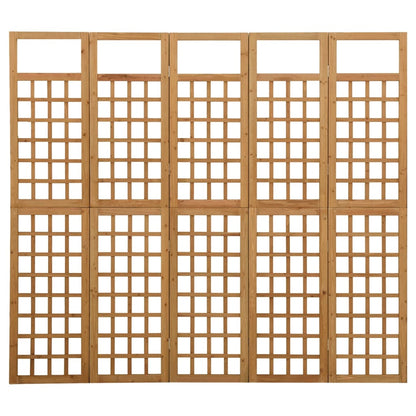 5-Panel Room Divider/Trellis - Solid Fir Wood, 201.5x180 cm