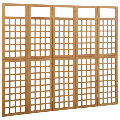 5-Panel Room Divider/Trellis - Solid Fir Wood, 201.5x180 cm