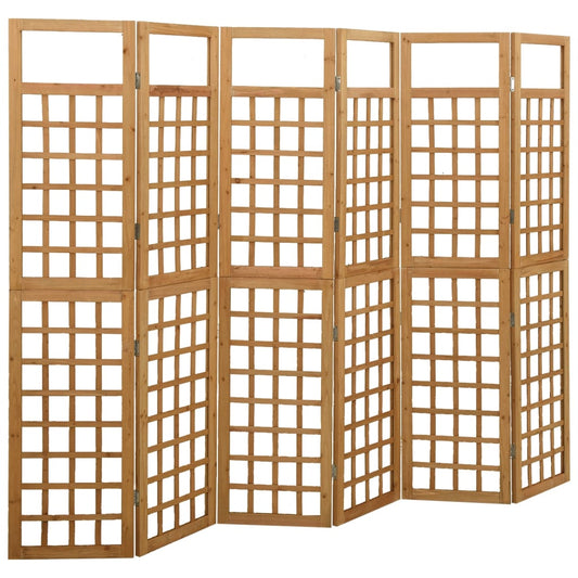 Solid Fir Wood 6-Panel Room Divider/Trellis - 242.5x180 cm