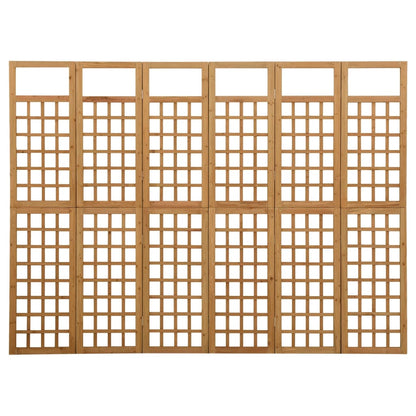 Solid Fir Wood 6-Panel Room Divider/Trellis - 242.5x180 cm