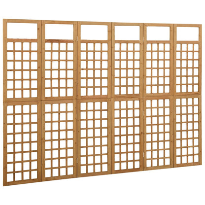 Solid Fir Wood 6-Panel Room Divider/Trellis - 242.5x180 cm