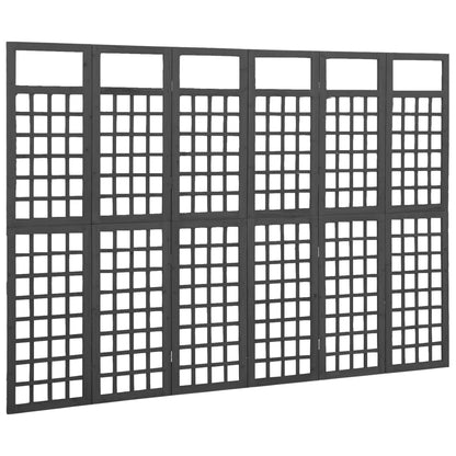 Black Solid Fir Wood 6-Panel Room Divider/Trellis 242.5x180 cm
