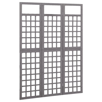 Solid Fir Wood Grey 3-Panel Room Divider/Trellis - 121x180 cm
