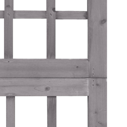 Solid Fir Wood Grey 3-Panel Room Divider/Trellis - 121x180 cm