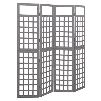 4-Panel Trellis Room Divider, Solid Fir Wood, Grey, 161x180 cm