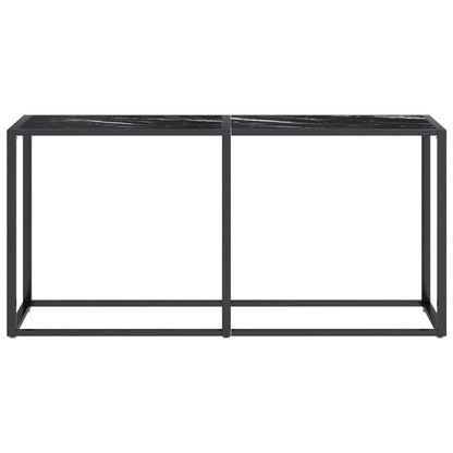 Console Table Black Marble 160x35x75.5cm Tempered Glass