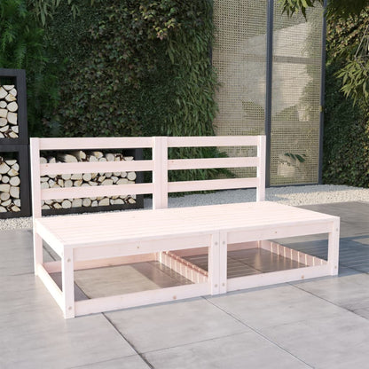 White Solid Pinewood Garden 2-Seater Sofa - Elegant & Durable