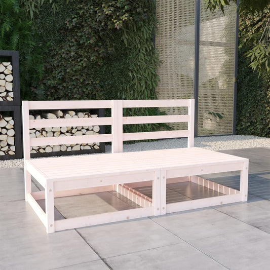 White Solid Pinewood Garden 2-Seater Sofa - Elegant & Durable