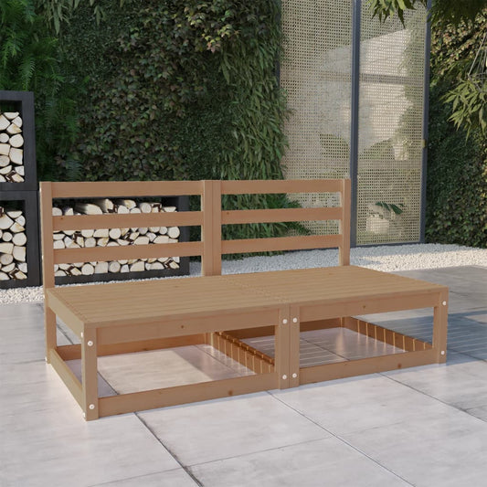 Honey Brown Solid Pinewood Garden 2-Seater Sofa