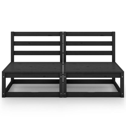Elegant Garden 2-Seater Sofa in Black Solid Pinewood