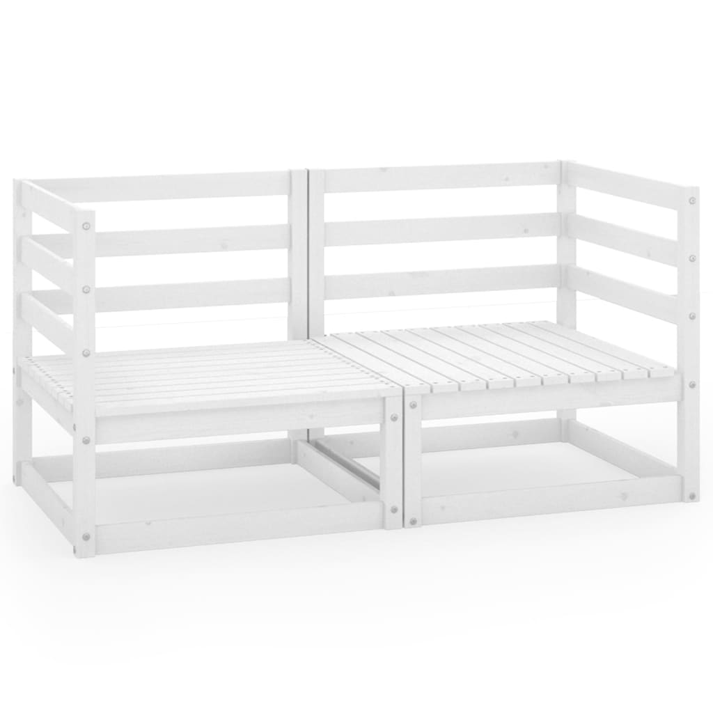 White Solid Pinewood Garden 2-Seater Sofa - Elegant Outdoor Seating