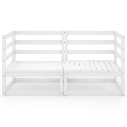White Solid Pinewood Garden 2-Seater Sofa - Elegant Outdoor Seating