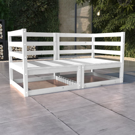 White Solid Pinewood Garden 2-Seater Sofa - Elegant Outdoor Seating