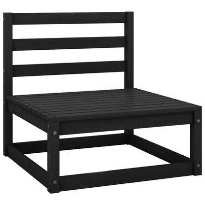 Elegant Black Solid Pinewood 3-Seater Garden Sofa