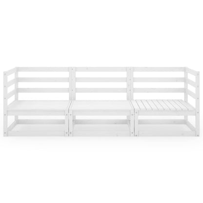 White Solid Pinewood 3-Seater Garden Sofa - Stylish Outdoor Comfort