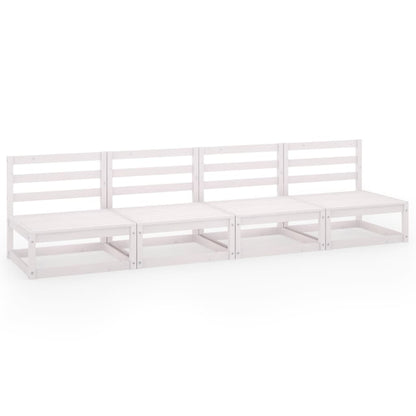 Elegant White Pinewood 4-Seater Garden Sofa | Durable Outdoor Comfort