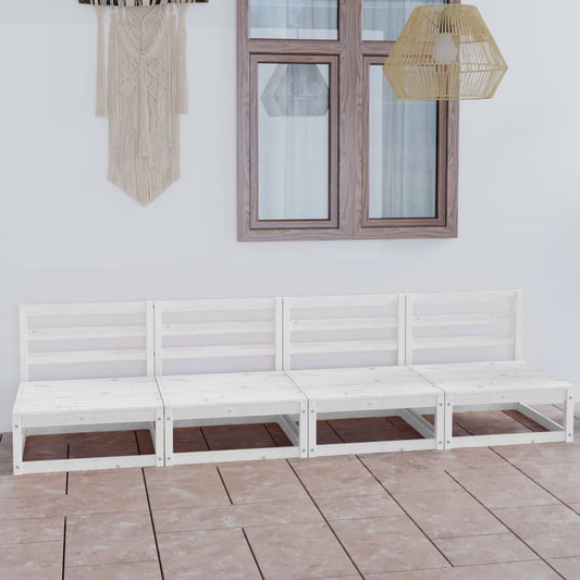 Elegant White Pinewood 4-Seater Garden Sofa | Durable Outdoor Comfort