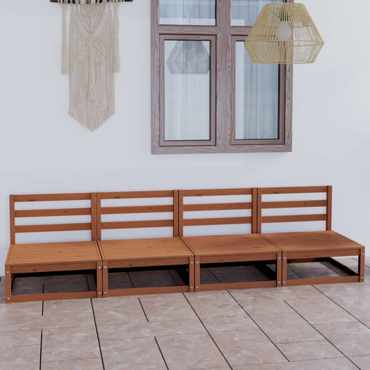 Honey Brown 4-Seater Garden Sofa - Solid Pinewood Charm