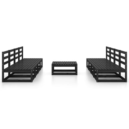 9 Piece Garden Lounge Set Black Solid Pinewood