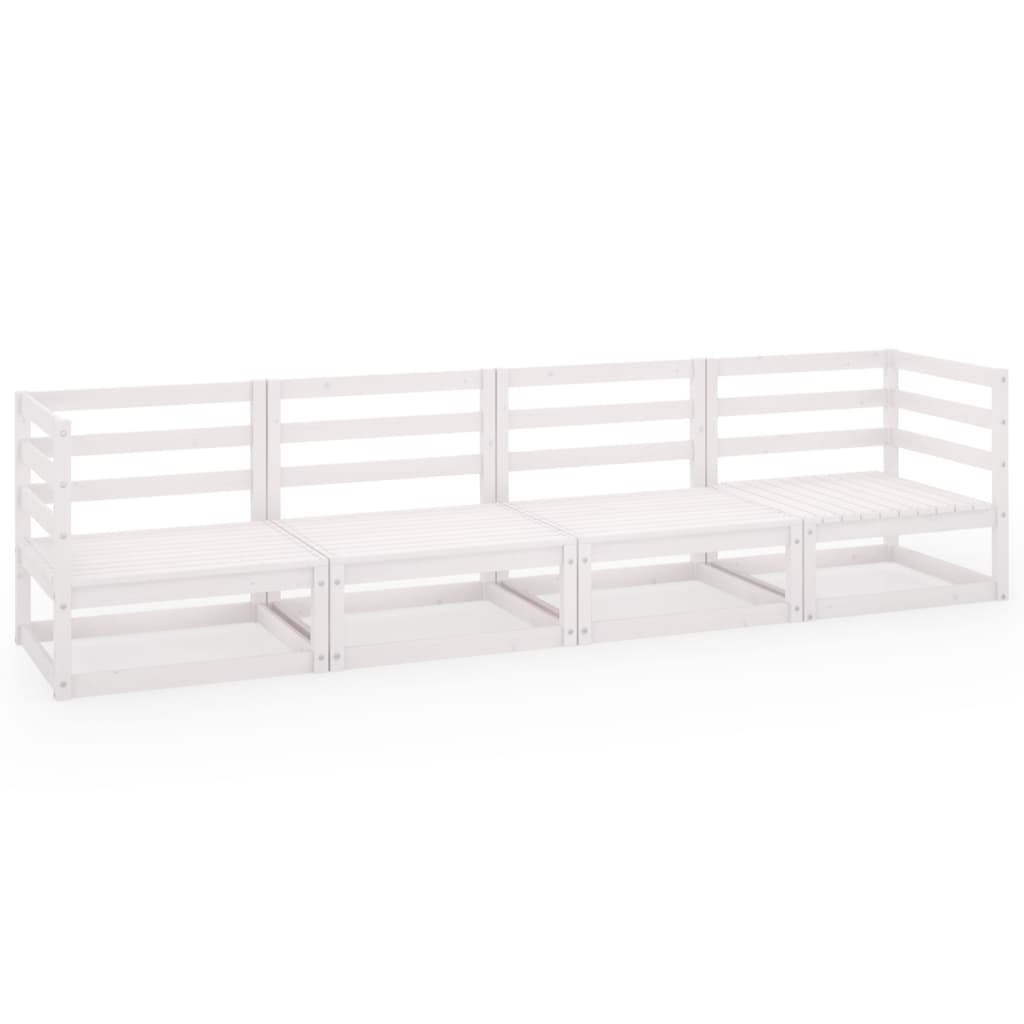 White Solid Pinewood 4-Seater Garden Sofa – Elegant & Durable