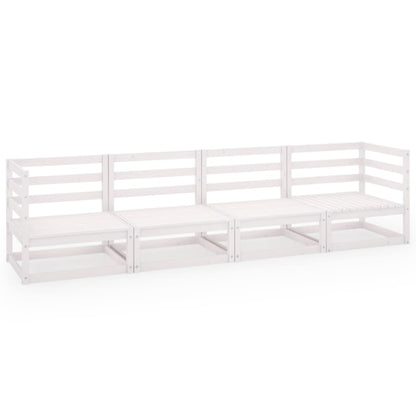 White Solid Pinewood 4-Seater Garden Sofa – Elegant & Durable
