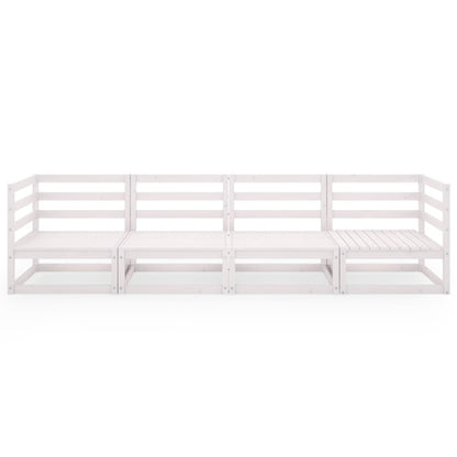 White Solid Pinewood 4-Seater Garden Sofa – Elegant & Durable