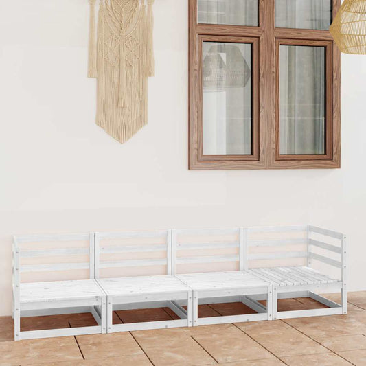 White Solid Pinewood 4-Seater Garden Sofa – Elegant & Durable