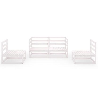 4 Piece Garden Lounge Set White Solid Wood Pine