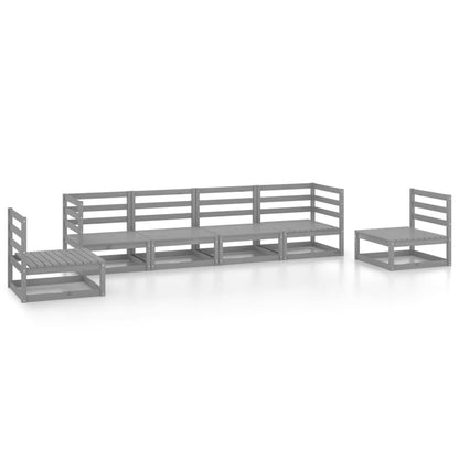 6 Piece Garden Lounge Set Grey Solid Pinewood