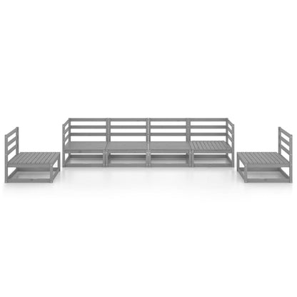6 Piece Garden Lounge Set Grey Solid Pinewood