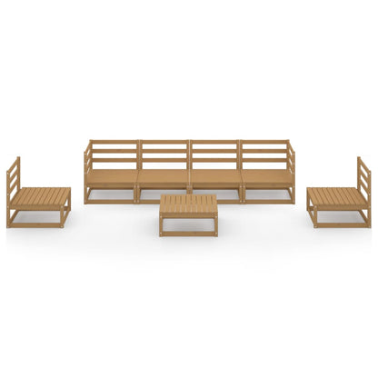 7 Piece Garden Lounge Set Honey Brown Solid Pinewood