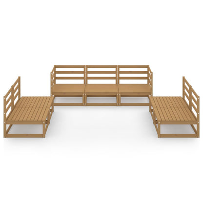 7 Piece Garden Lounge Set Honey Brown Solid Pinewood