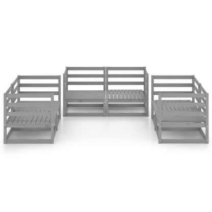6 Piece Garden Lounge Set Grey Solid Pinewood