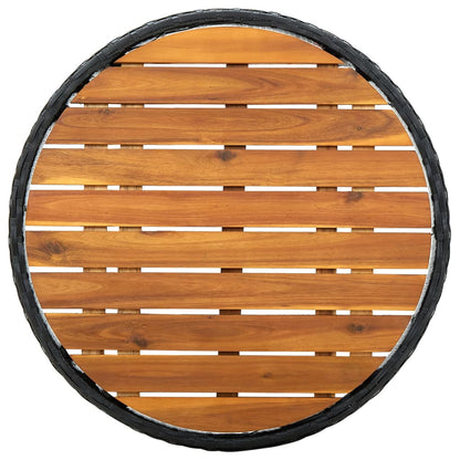 Tea Table Black 60 cm Poly Rattan and Solid Acacia Wood