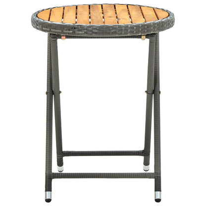 Tea Table Grey 60 cm Poly Rattan and Solid Acacia Wood