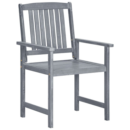 8-Piece Grey Garden Chairs Set | Solid Acacia Wood Outdoor Seating