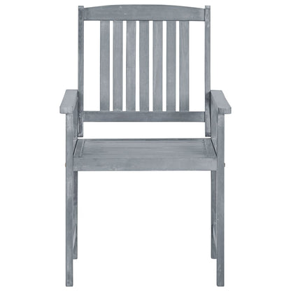 8-Piece Grey Garden Chairs Set | Solid Acacia Wood Outdoor Seating