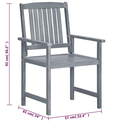 8-Piece Grey Garden Chairs Set | Solid Acacia Wood Outdoor Seating