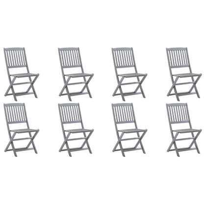 8-Piece Solid Acacia Wood Folding Outdoor Chairs Set