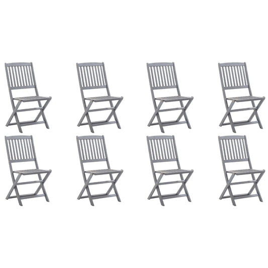 8-Piece Solid Acacia Wood Folding Outdoor Chairs Set