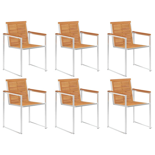 6-Piece Garden Chair Set: Acacia Wood & Stainless Steel