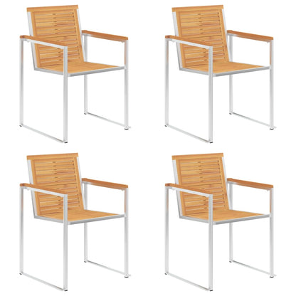4-Piece Solid Teak & Stainless Steel Garden Chairs Set
