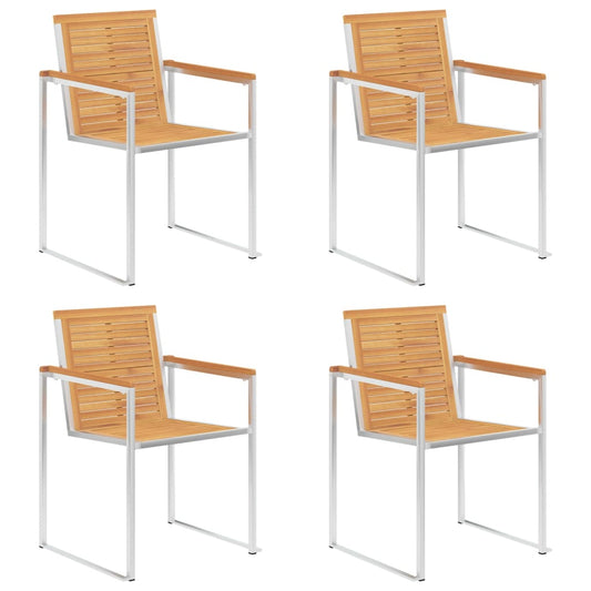 4-Piece Solid Teak & Stainless Steel Garden Chairs Set