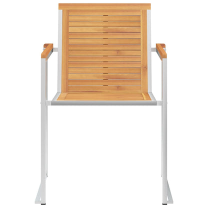 4-Piece Solid Teak & Stainless Steel Garden Chairs Set