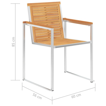 4-Piece Solid Teak & Stainless Steel Garden Chairs Set