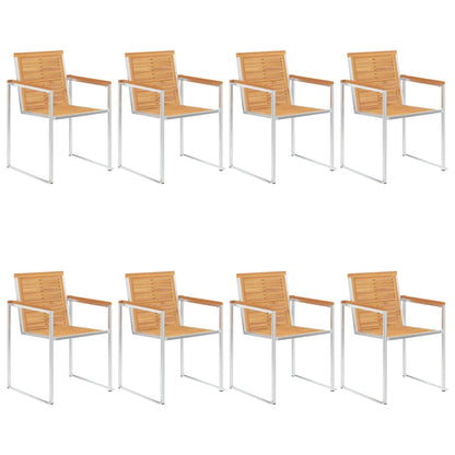 8-Piece Teak Wood & Stainless Steel Garden Chairs Set
