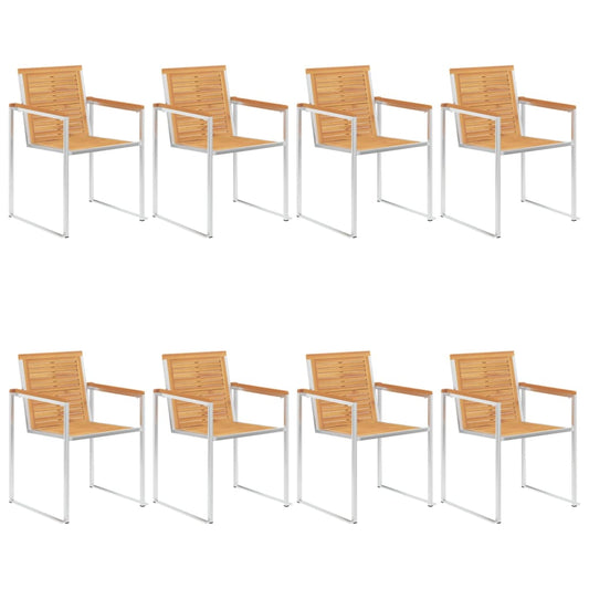 8-Piece Teak Wood & Stainless Steel Garden Chairs Set